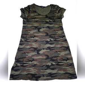 Social Standard by Sanctuary Camo Scoop Neck T-Shirt Dress- Size Lg